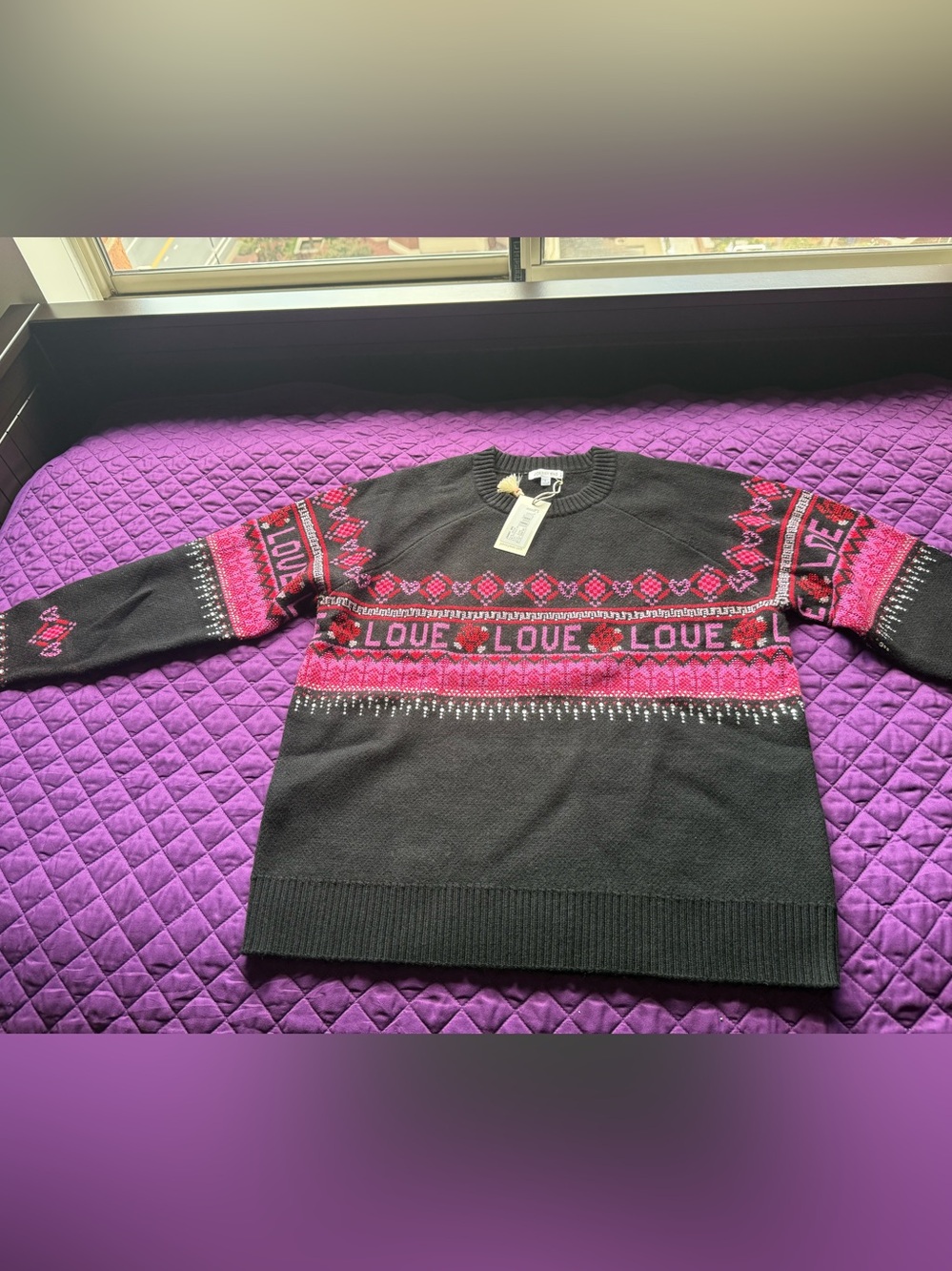 *Johnny Was The Fairisle Pullover Sweater Rosey – Black – Size Large – NWT